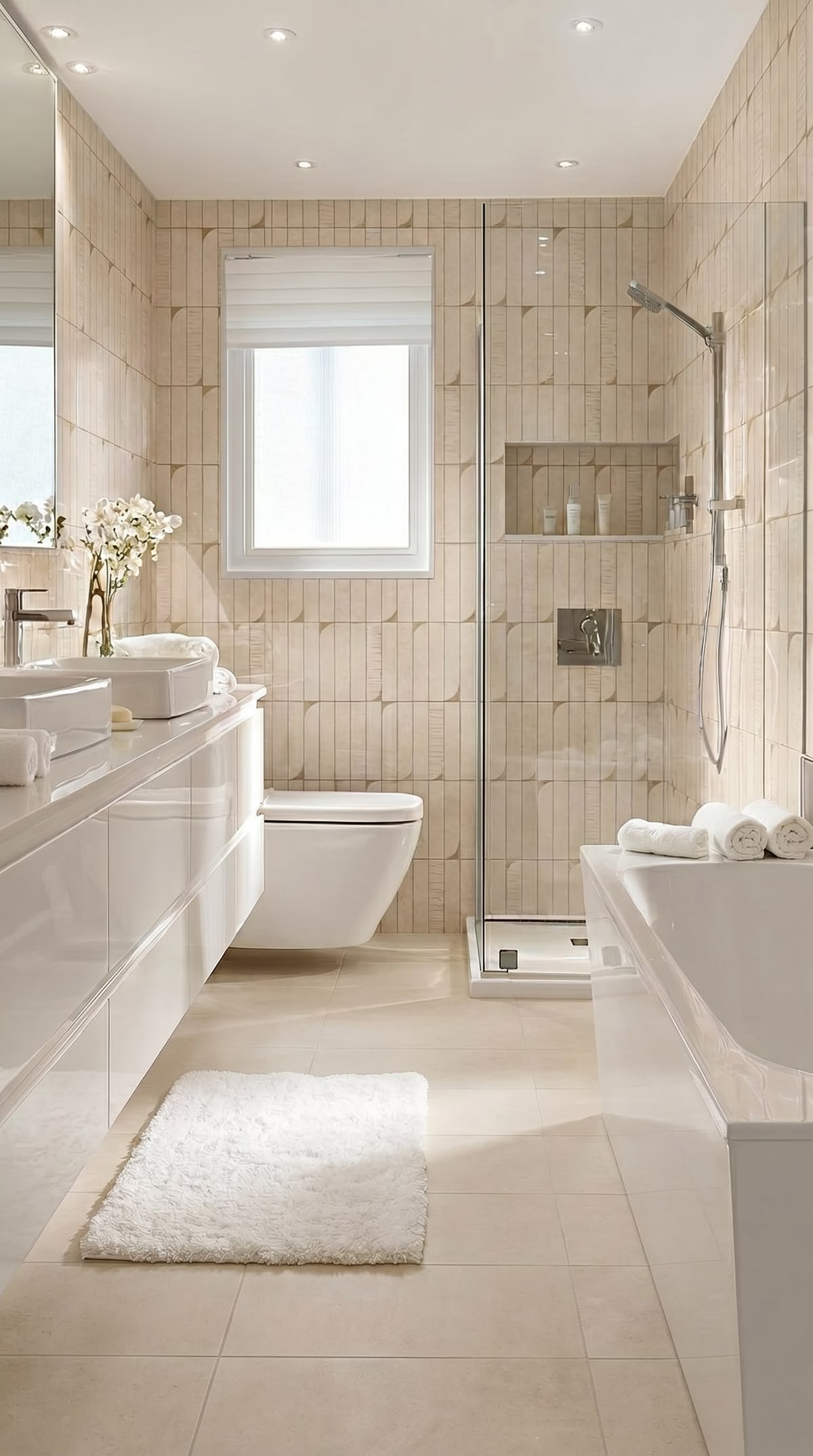 Contemporary Ensuite Bathroom with Touch-Sensor LED Anti-Fog Vanity Mirror #23